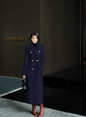 XULU原创新款轻奢羊毛高端大气修身优雅保暖长袖驳领毛呢大衣外套