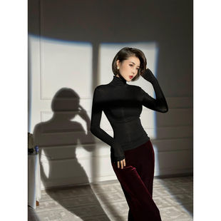 堆堆领打底衫 XULU原创高定纯色天丝羊毛上衣气质百搭修身 保暖长袖