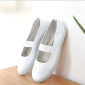 学生鞋 申花双冠白色表演鞋 体操鞋 一字松紧体操鞋 室内帆布鞋 舞蹈鞋