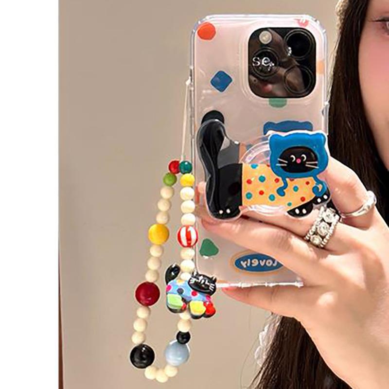 【香港秀才】黑猫适用苹果16手机壳硅胶挂绳13软壳iPhone16ProMax