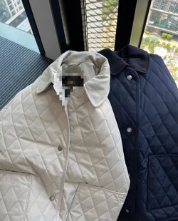 視覺棉服 814Lp秋冬新款 女裝 菱格形絎線復(fù)古棉服 臃腫1118