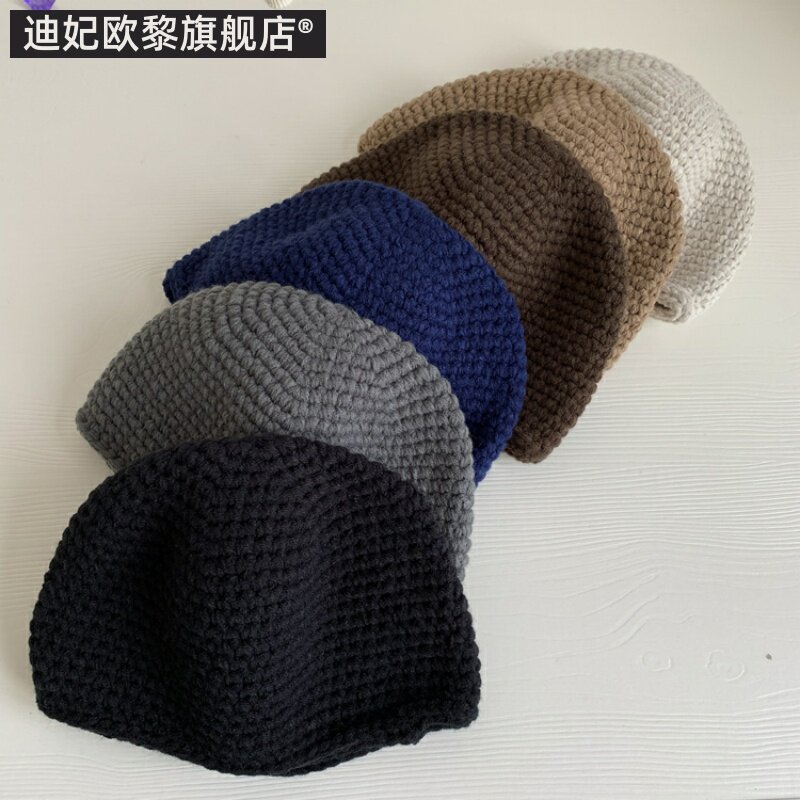 手工短款针织包头和尚居士帽子
