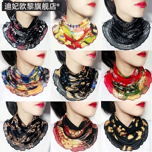 秋冬时尚 小丝巾套头颈圈脖套假领护脖百搭 围脖保暖护颈女围巾薄款