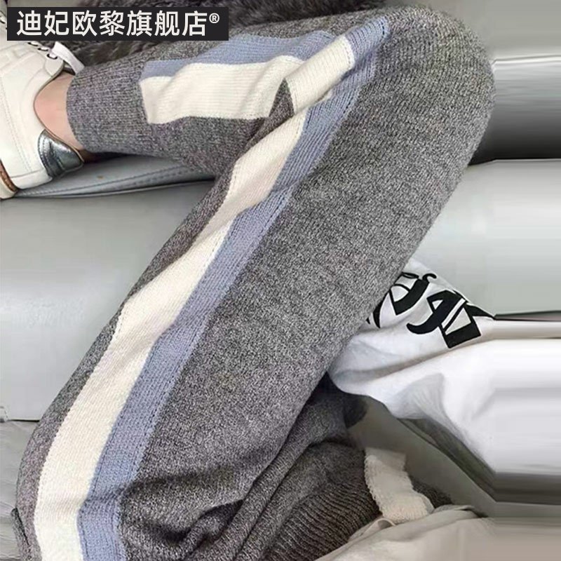 孕妇裤子秋冬季外穿时尚潮妈装加绒加厚针织宽松休闲哈伦小脚长裤