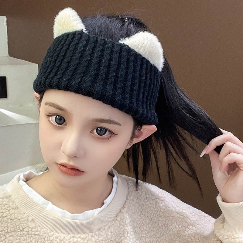 空顶猫耳针织毛线帽子女