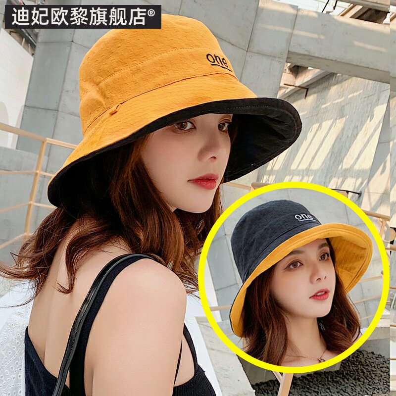 网红黑色大檐日系遮阳渔夫帽子