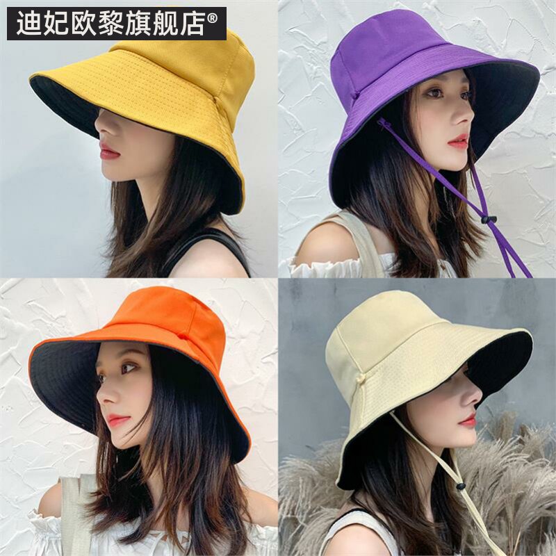 抽绳防风春秋季骑电车大沿渔夫帽