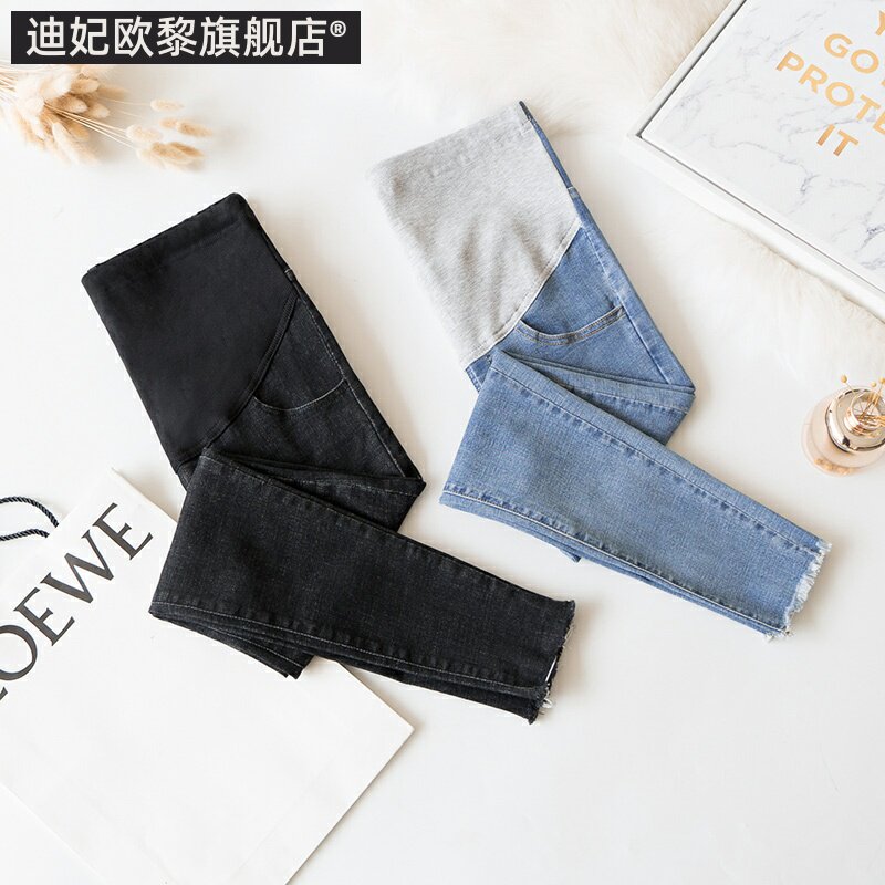 孕妈潮装孕妇九分裤春秋装孕妇牛仔裤秋装托腹长裤薄款打底裤外穿