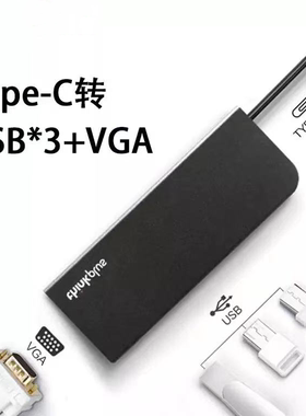 Thinkplus四合一 HUB便携扩展器  Type-c转VGA转换连接线 USB3.0
