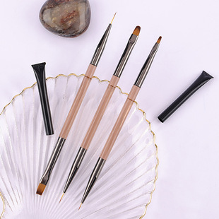 日式 美甲笔塑形建构双头笔延长胶多功能圆头平头光疗拉线笔工具刷