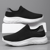 大码 断码 男士 软底轻便一脚蹬懒人鞋 公牛男鞋 清仓爆米花飞织网布鞋