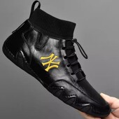 子潮 中帮豆豆鞋 公羊动感男鞋 清仓真皮百搭马丁靴英伦休闲高帮皮鞋