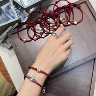 足银999红绳手链女新中式 生肖本命年手绳国风手工编织红绳情侣
