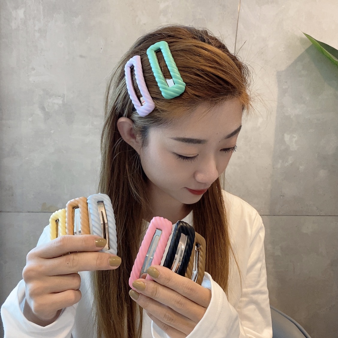 包邮彩色甜美简约边夹掰掰夹发饰