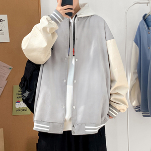 J1901 P49 室内港风 百搭情侣港风春休闲宽松棒球领棒球服夹克图片