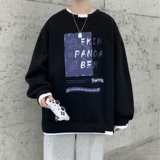 Y002P45基地港风字母印花加大码青年情侣装休闲港风假两件卫衣，男装卫衣，电商A050