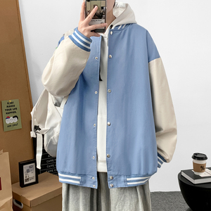 J909 P55 室内港风 春装夹克彩虹雪山印花情侣港风棒球领棒球服潮图片