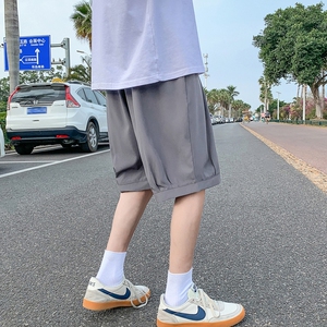 K162 P23 外景 冰丝纯色五分裤短裤夏装凉爽薄款中性风情侣装学生图片