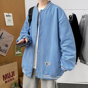 Y8801 P55 室内港风 棒球领卫衣蝴蝶印花潮流宽松学生情侣装百搭图片