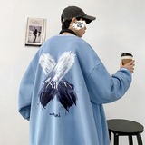 Y8888P55室内港风棒球领叉叉雪山印花情侣港风棒球服开衫卫衣，男装卫衣，电商A050