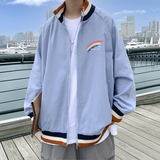J908P45港风外景撞色立领彩虹印花港风情侣夹克学生休闲宽松春，男装卫衣，电商A050