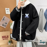 Y8888P55室内港风雪山叉叉印花棒球领棒球服开衫卫衣港风情侣，男装卫衣，电商A050