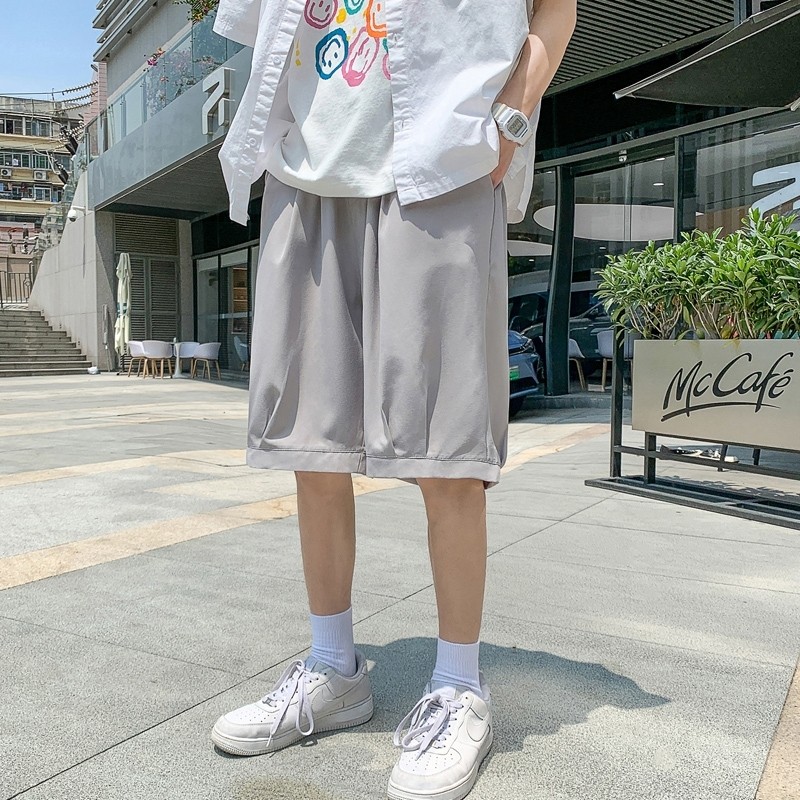 K162P23外景冰丝休闲港风短裤学生潮流百搭加大码五分裤夏装，男装休闲裤，电商A050