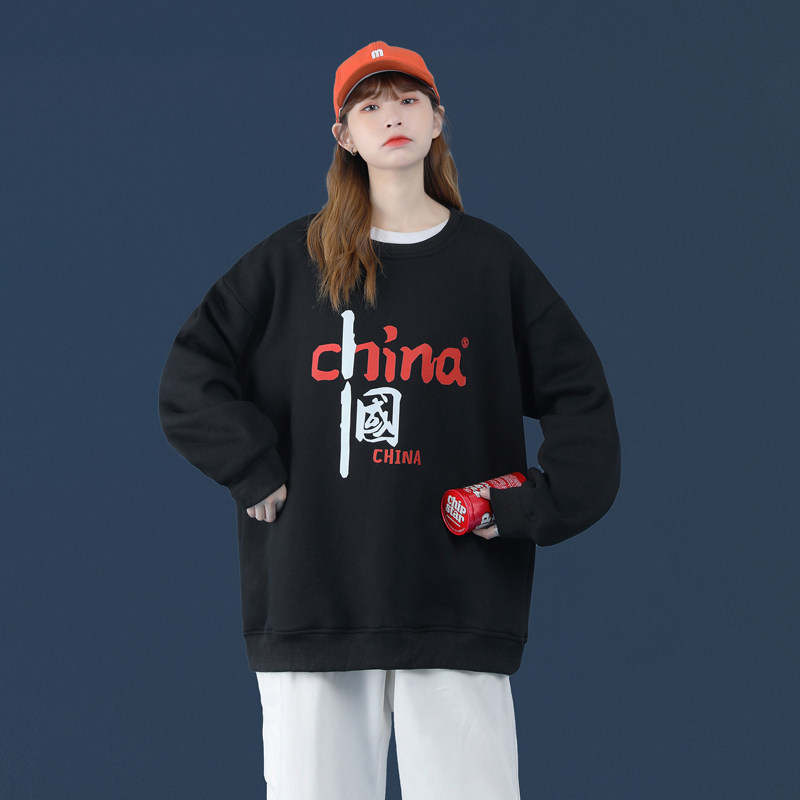 Y101P32中性风圆领套头春装卫衣情侣字母印花加大码港风,男装卫衣,电商A050