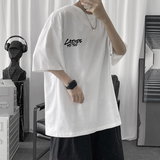 T008P18短句风休闲糖果色港风学生字母印花情侣T恤夏装休闲，男装T恤，电商A050