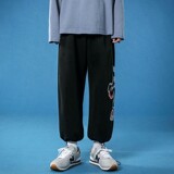 K185P50蓝底春夏时尚宽松恐龙印花休闲九分裤阔腿百搭长裤，男装休闲裤，电商A050