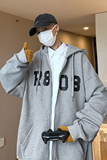 Y8886P50港风外景休闲宽松字母印花港风情侣学生连帽开衫卫衣，男装卫衣，电商A050