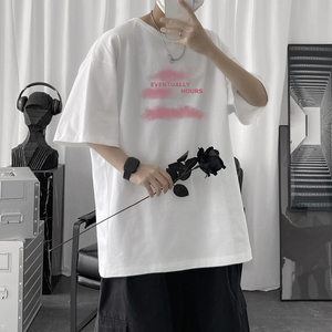 T106  P20 短句风 港风休闲情侣装学生糖果色云朵印花T恤百搭休闲图片