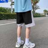 K205P40外景蝴蝶印花港风假两件撞色加大码五分裤学生百搭短裤，男装休闲裤，电商A050