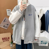 Y8889P55室内港风拼色棒球领港风情侣棒球服兔子印花开衫卫衣，男装卫衣，电商A050