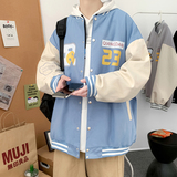 J902P59室内港风宽松港风拼色夹克情侣棒球服棒球领字母印花，男装夹克，电商A050