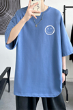 T007P18大皂风宽松休闲大码笑脸印花纯短袖港风情侣T恤百搭，男装T恤，电商A050