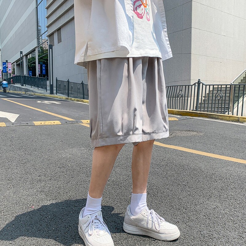 K1620P24外景冰丝纯色夏装凉爽宽松休闲五分裤蝴蝶印花沙滩裤,男装休闲裤,电商A050