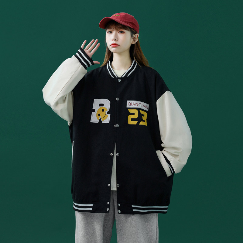 J902P59中性风港风拼色夹克字母印花情侣青年棒球服宽松休闲,男装夹克,电商A050