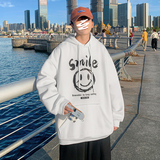 Y109P32港风外景连帽套头卫衣笑脸印花学生青年，男装卫衣，电商A050