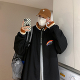 J908P45港风外景撞色立领彩虹印花港风情侣夹克学生休闲宽松春，男装卫衣，电商A050