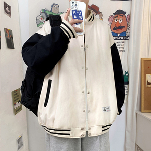 J901 P53 室内港风 棒球领夹克港风蝴蝶印花情侣棒球服学生外套春图片
