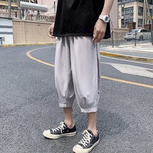 k161 P25 外景 冰丝七分裤哈伦裤港风休闲宽松加大码青年纯色收口图片