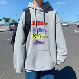 Y107P32港风外景青年学生宽松卫衣彩色字母印花连帽套头卫衣，男装卫衣，电商A050