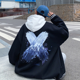 Y8888P55港风外景百搭休闲宽松雪山字母印花港风情侣卫衣开衫，男装卫衣，电商A050