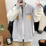 J902P59室内港风港风情侣棒球领棒球服拼色夹克字母印花学生潮，男装夹克，电商A050