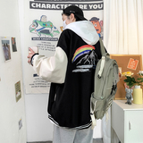 J909P55室内港风情侣港风夹克棒球领彩虹印花棒球服学生雪山潮，男装夹克，电商A050