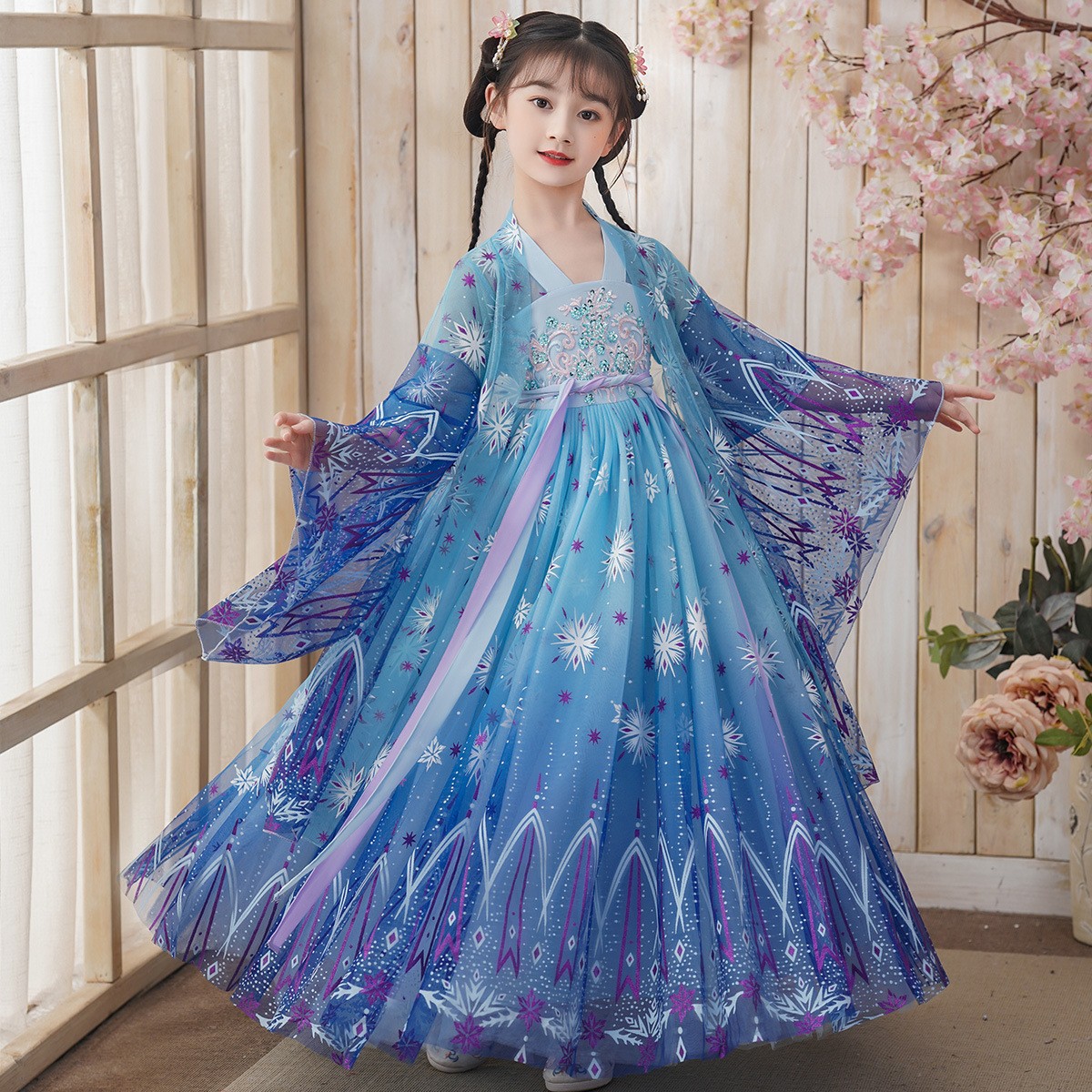 改良汉服儿童中国风飘逸超仙夏款襦裙仙连衣裙小女孩樱花新款古装