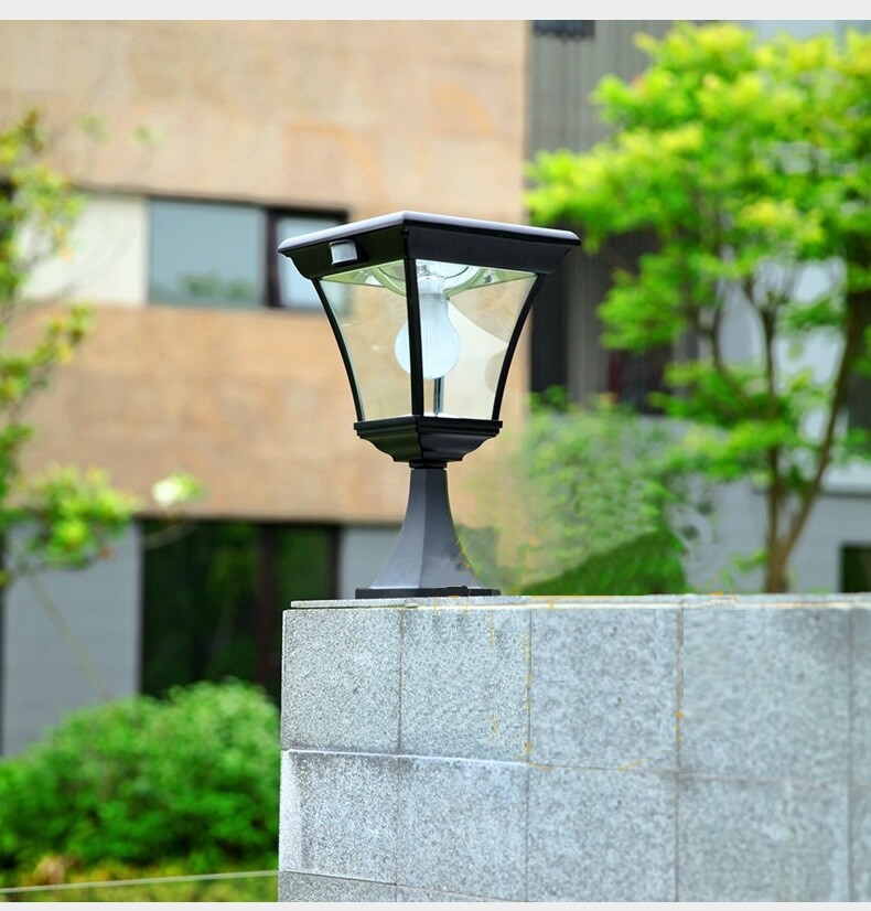高亮户外太阳能柱头灯别墅围墙灯大门灯庭院灯欧式防雨水人体感应