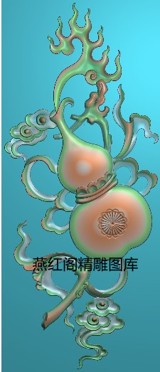 新款带线葫芦祥云八宝竖背板书柜门板花82x192.精雕图灰度图浮雕