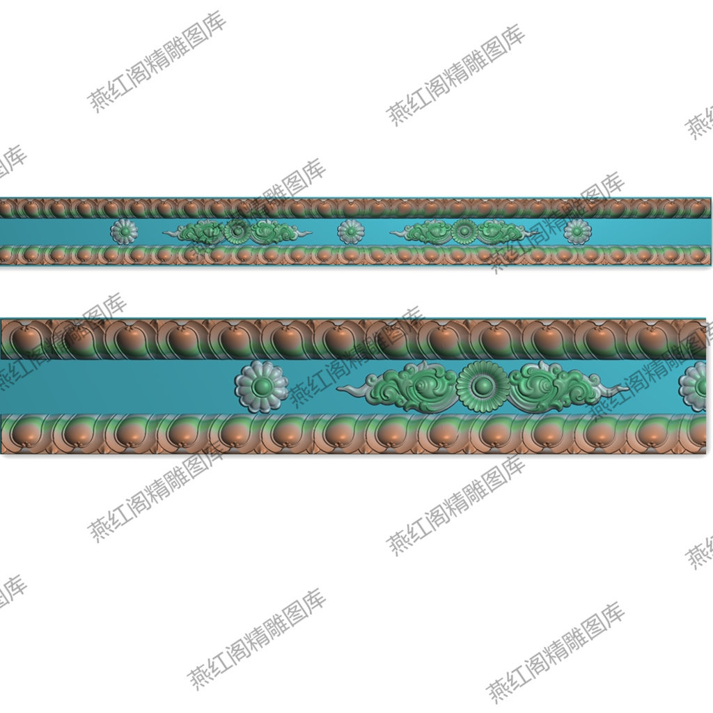 藏式家具床莲花线条洋花边马线佛桌宽线木线条精雕图灰度图浮雕图